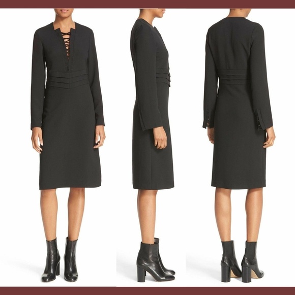 NEW! $445 IRO Black Crepe‎ Lace Up Front Dress [SZ 38 ]